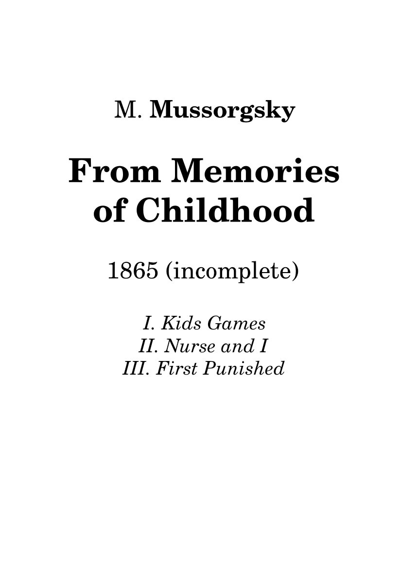 Memories of Childhood