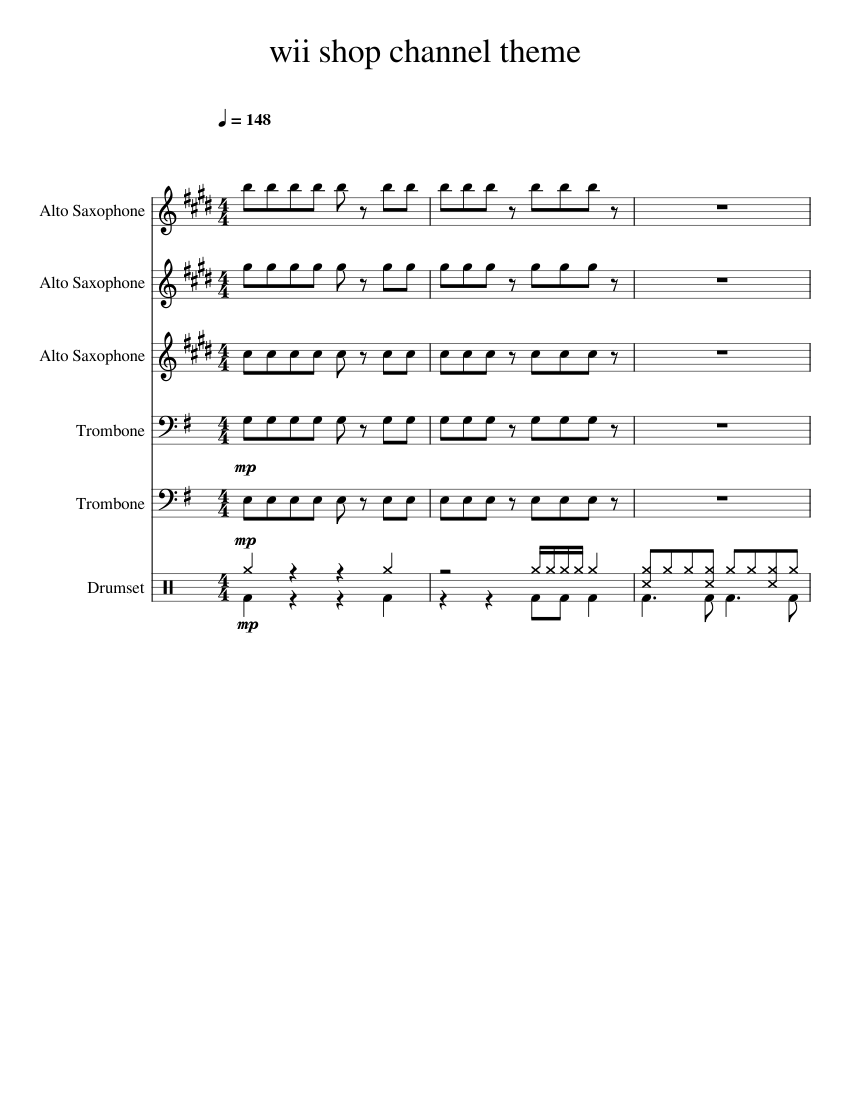 wii sports music sheet alto sax offical