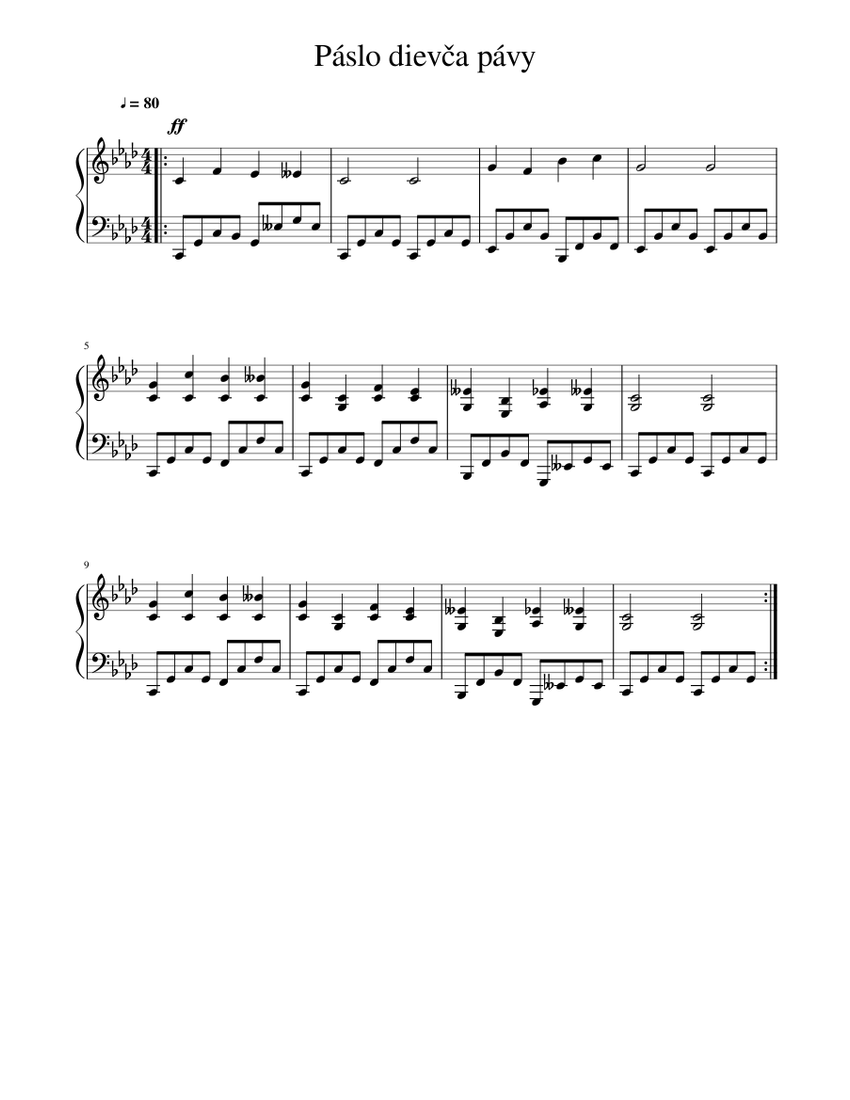 Páslo dievča pávy 2 Sheet music for Piano (Solo) | Musescore.com