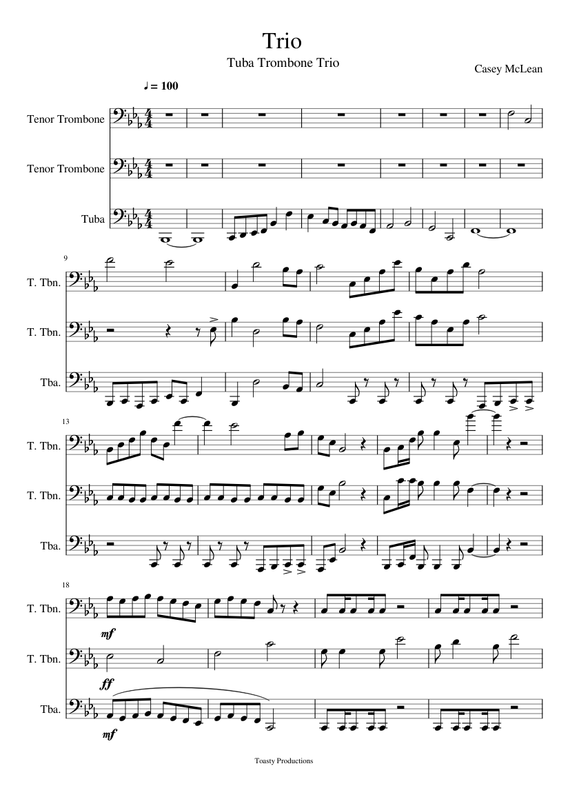 Trombone,Trombone,Tuba Trio Sheet music for Organ, Tuba, Vocals, Trombone  tenor (Mixed Ensemble) | Musescore.com