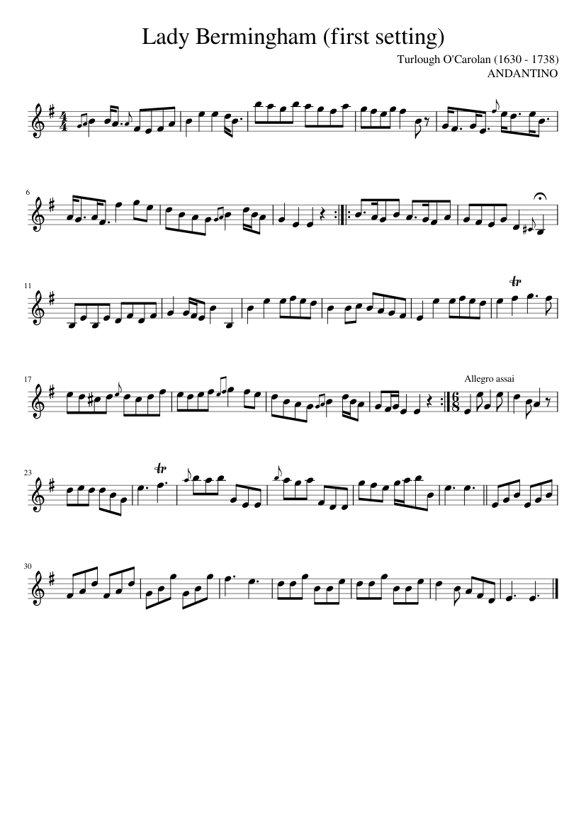 Lady Bermingham (first setting)