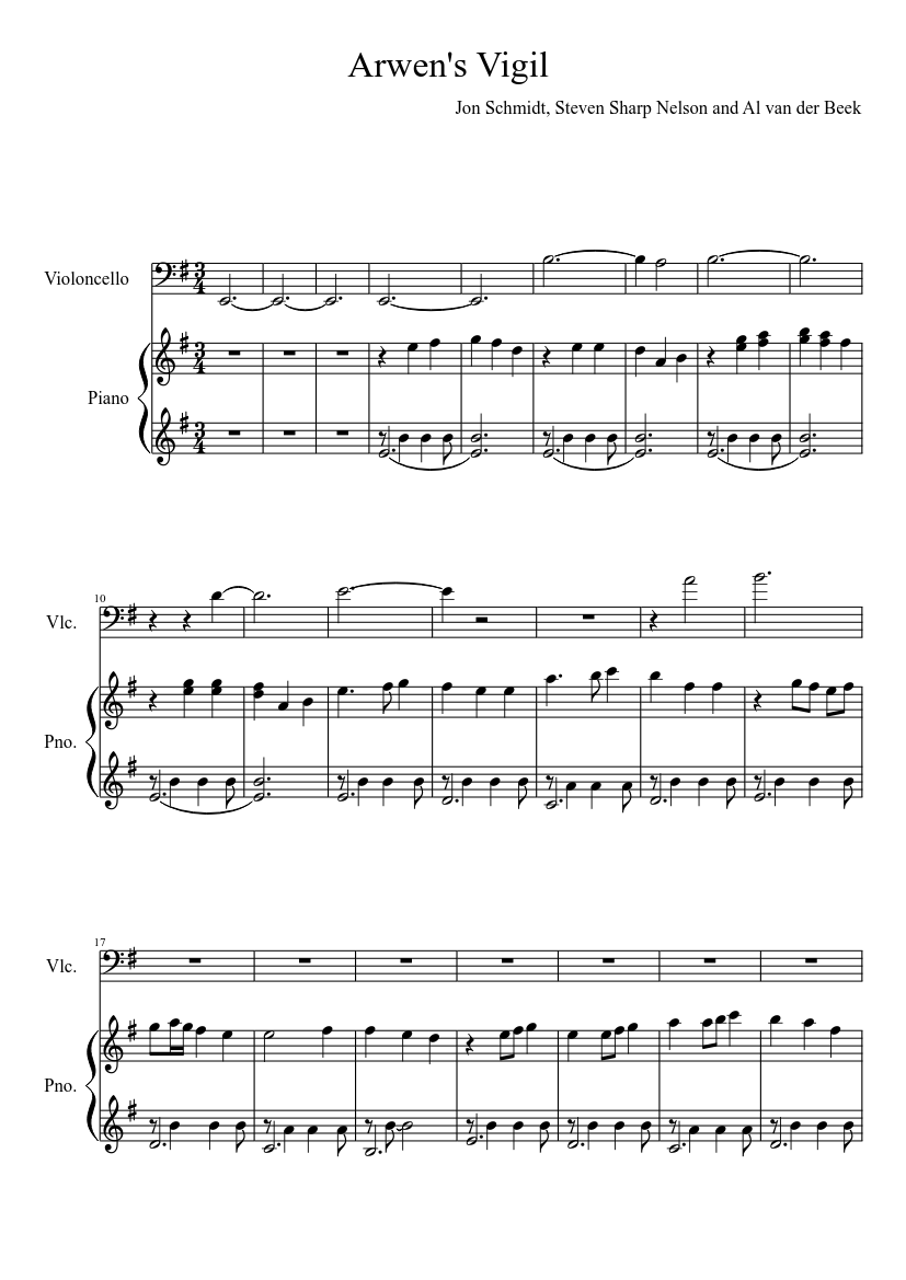 Arwen's Vigil Sheet music for Piano (Solo) | Musescore.com