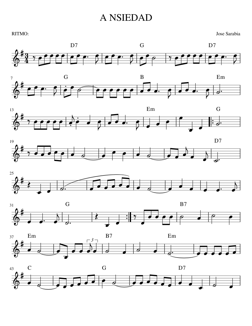 Asiedad Sheet music for Oboe (Solo) | Musescore.com