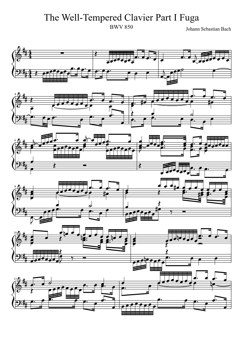 Prelude and Fugue in D major BWV 850