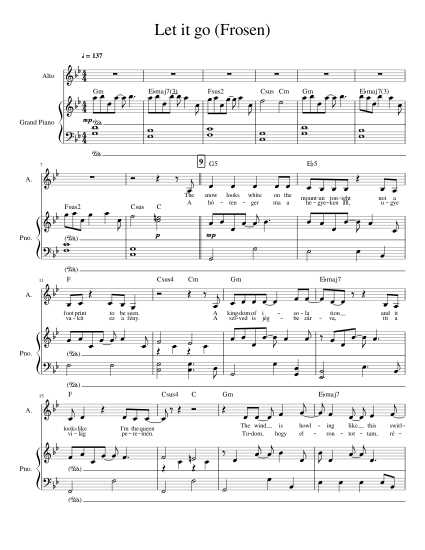 Legyen hó! Frozen Sheet music for Piano, Alto (Solo) | Musescore.com