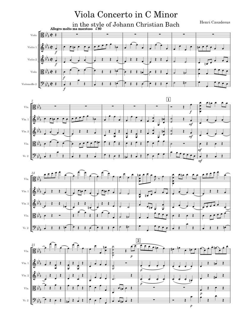 Bach-Casadesus ~ Cello Concerto in C-Minor Sheet music for Piano, Viola  (Solo) | Musescore.com