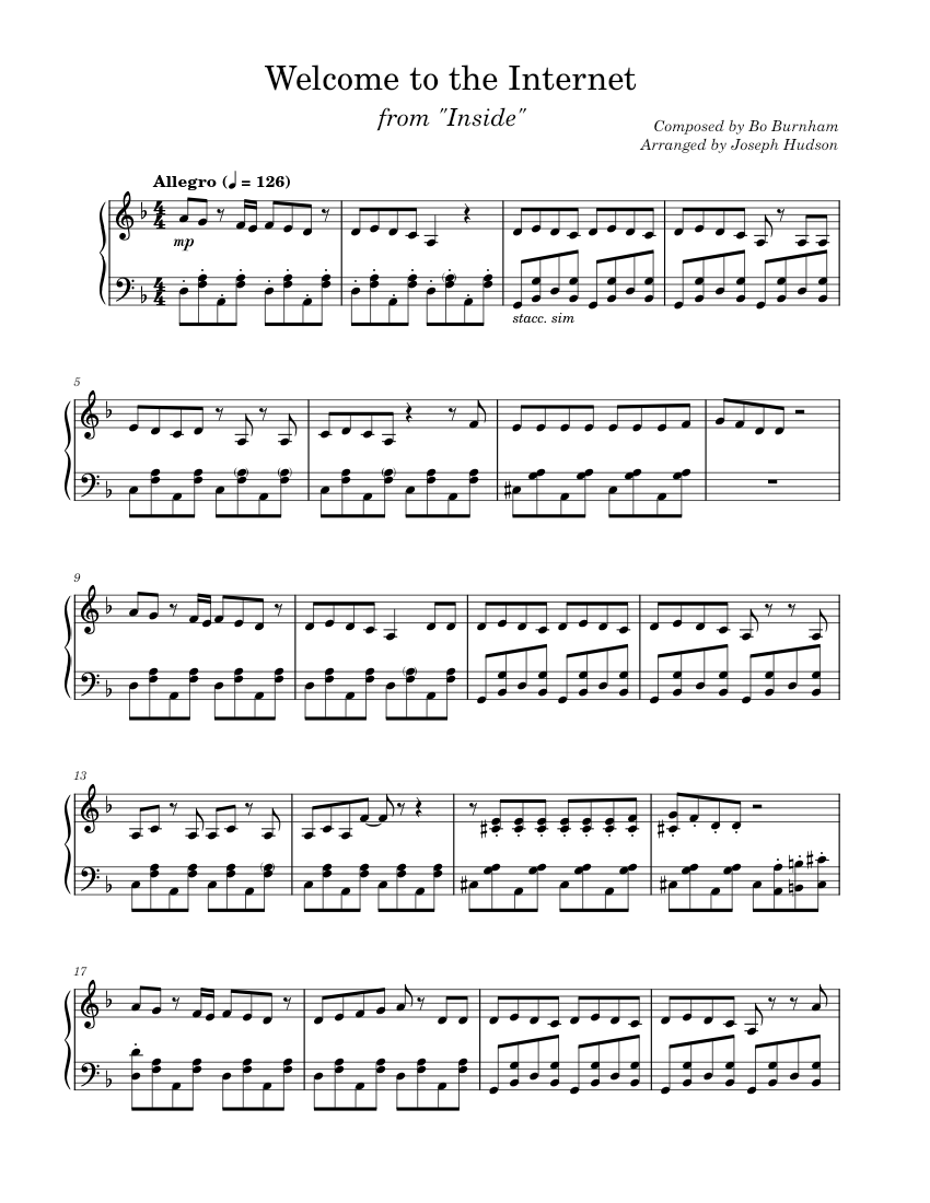 Welcome to the Internet - Bo Burnham Sheet music for Piano, Vocals
