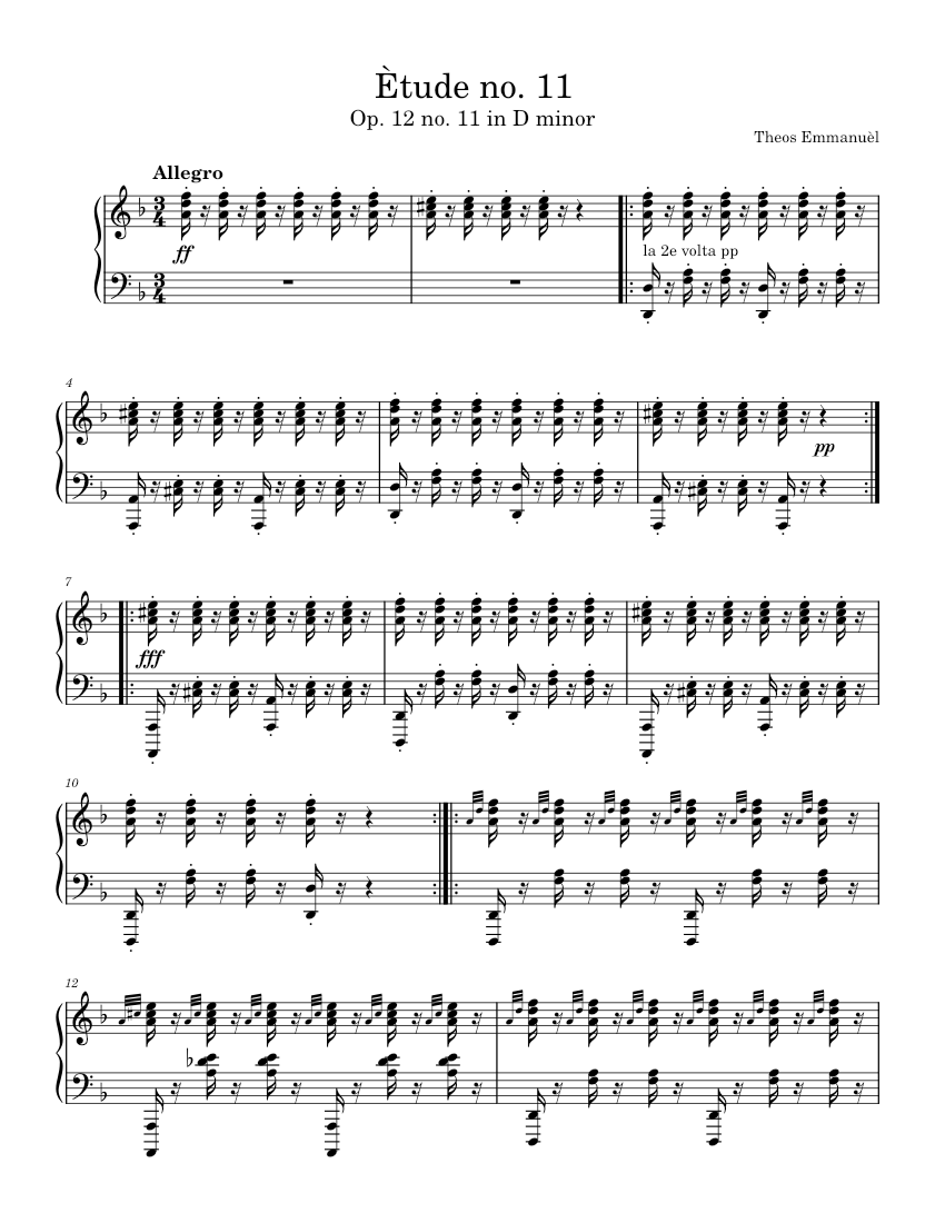 Etude no. 11 Sheet music for Piano (Solo) | Musescore.com