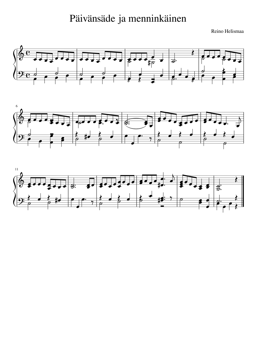 Päivänsäde ja menninkäinen Sheet music for Piano (Solo) | Musescore.com