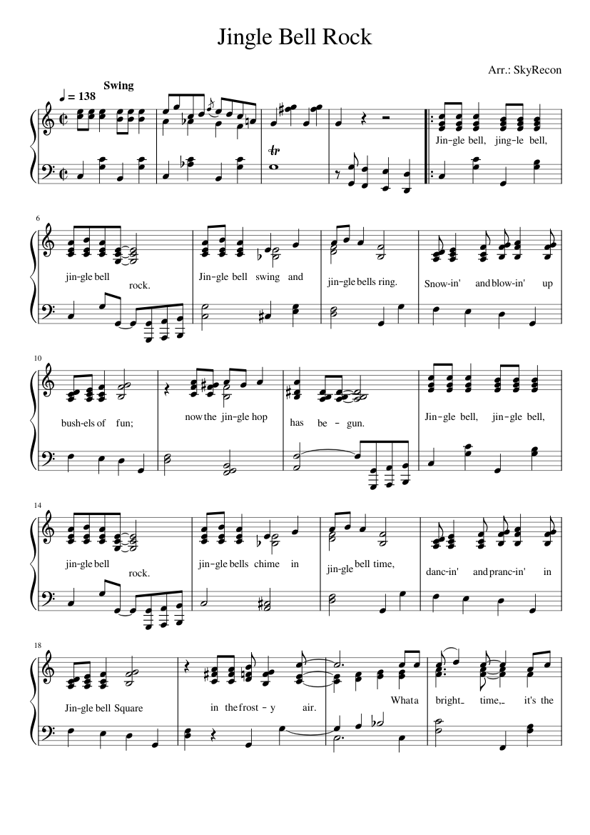Jingle Bell Rock Sheet Music For Piano Solo Musescore Com