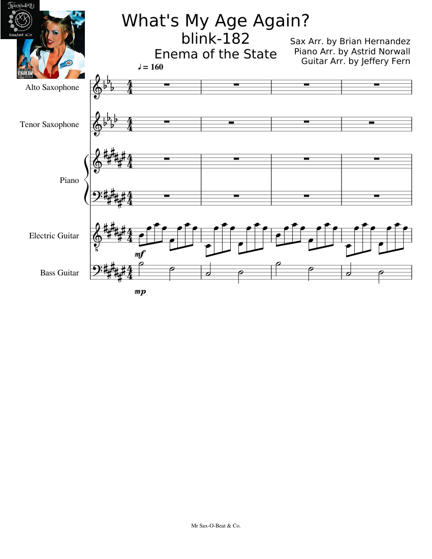 What's My Age Again? Sheet music for Piano, Saxophone alto, Saxophone