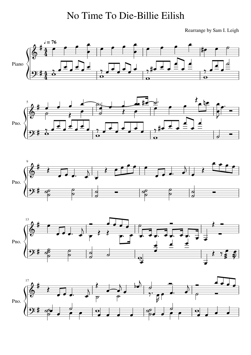 Billie EilishNo Time to Die Sheet music for Piano (Solo)