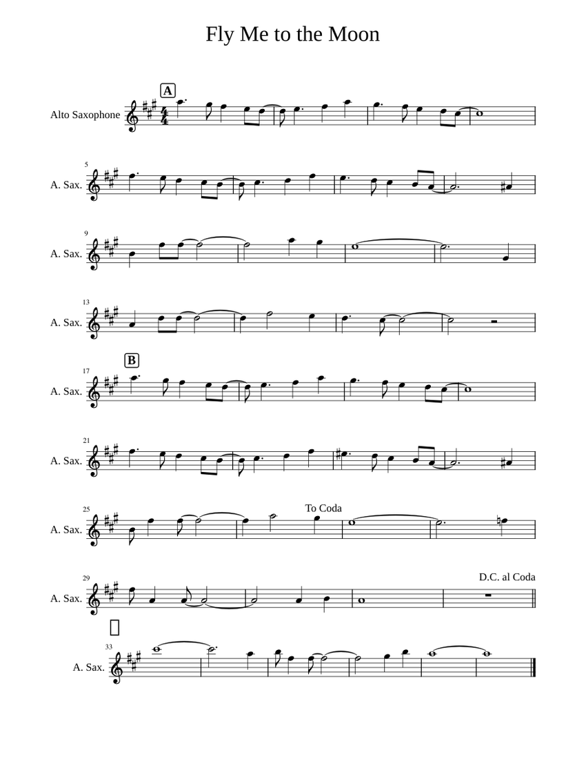 Fly Me To The Moon Saxo Sheet Music For Saxophone Other Solo 8411