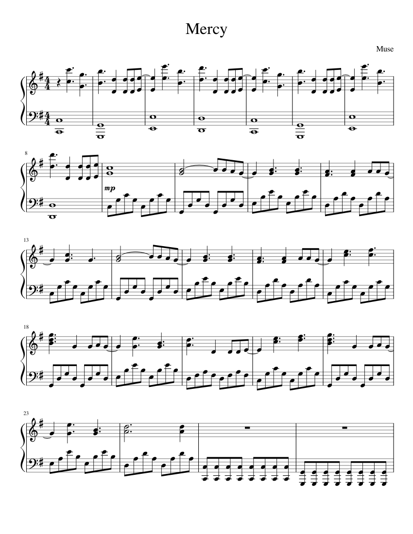 Mercy Sheet music for Piano (Solo) | Musescore.com