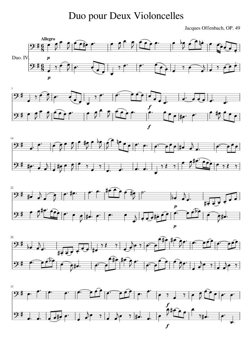 Duo pour Deux Violoncelles Op. 49