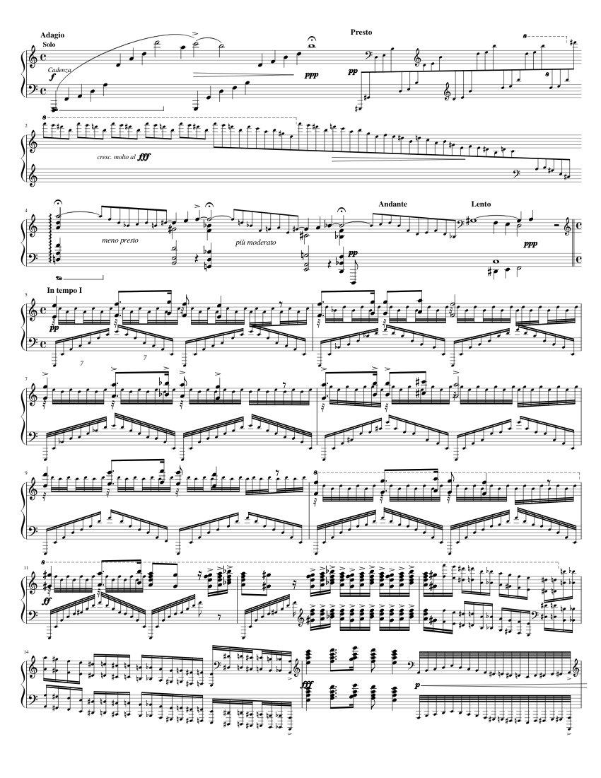 Grieg Piano Concerto 1st Movement Cadenza Sheet music for Piano (Solo) |  Musescore.com