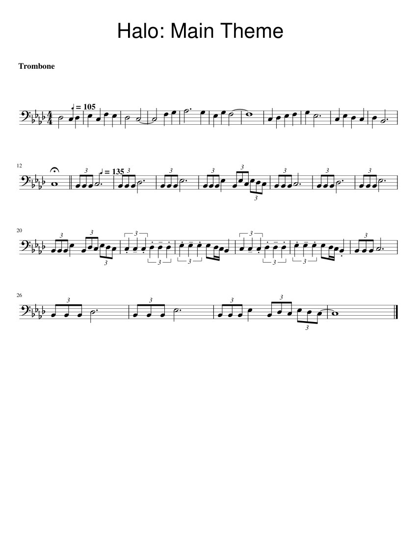 Halo: Main Theme Sheet music for Trombone (Solo) | Musescore.com