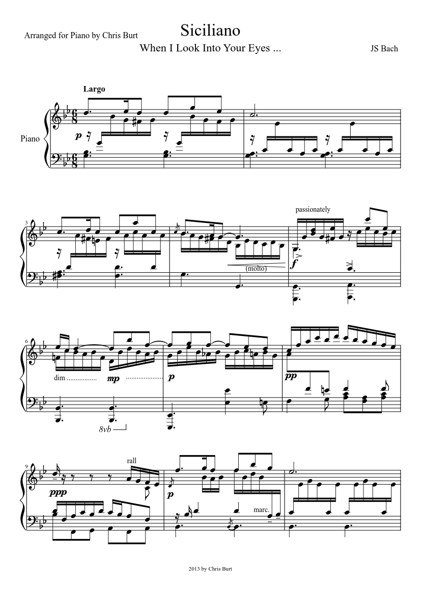 Siciliano Sheet music for Piano (Solo) | Musescore.com