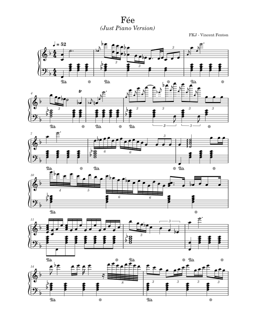 Fée (Just Piano Version) – FKJ Sheet music for Piano (Solo) | Musescore.com
