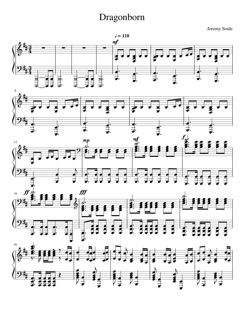 The Elder Scrolls V - Skyrim Main Theme (Dragonborn) Sheet music for Piano  (Solo) | Musescore.com