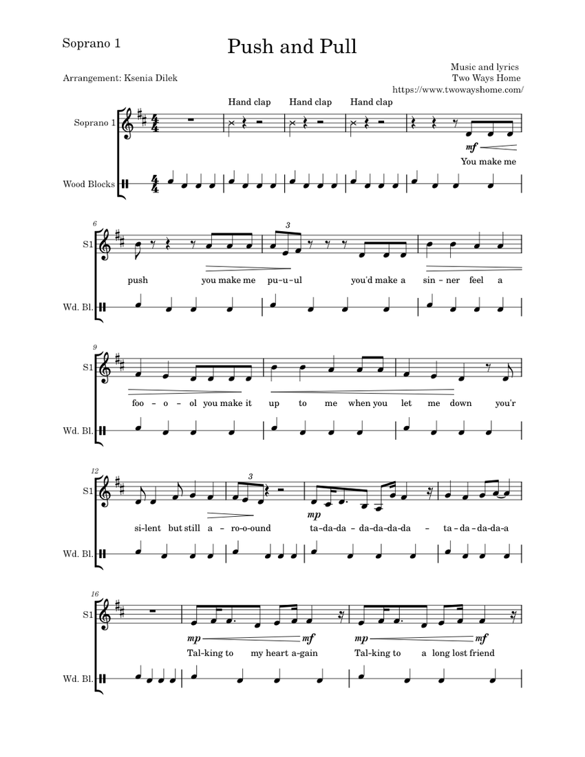 Push and Pull – Two Ways Home Push and Pull Soprano 1 Sheet music for ...