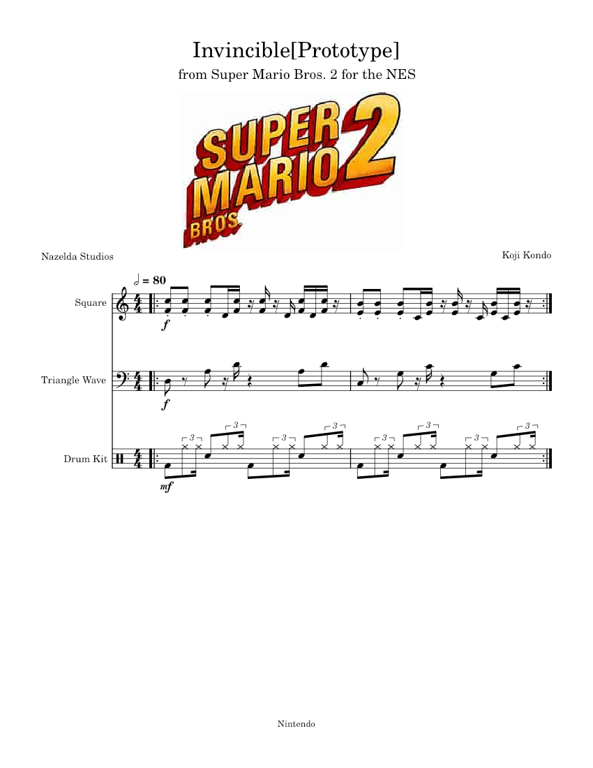 Invincible[Prototype] - Super Mario Bros. 2 – Koji Kondo Sheet music ...