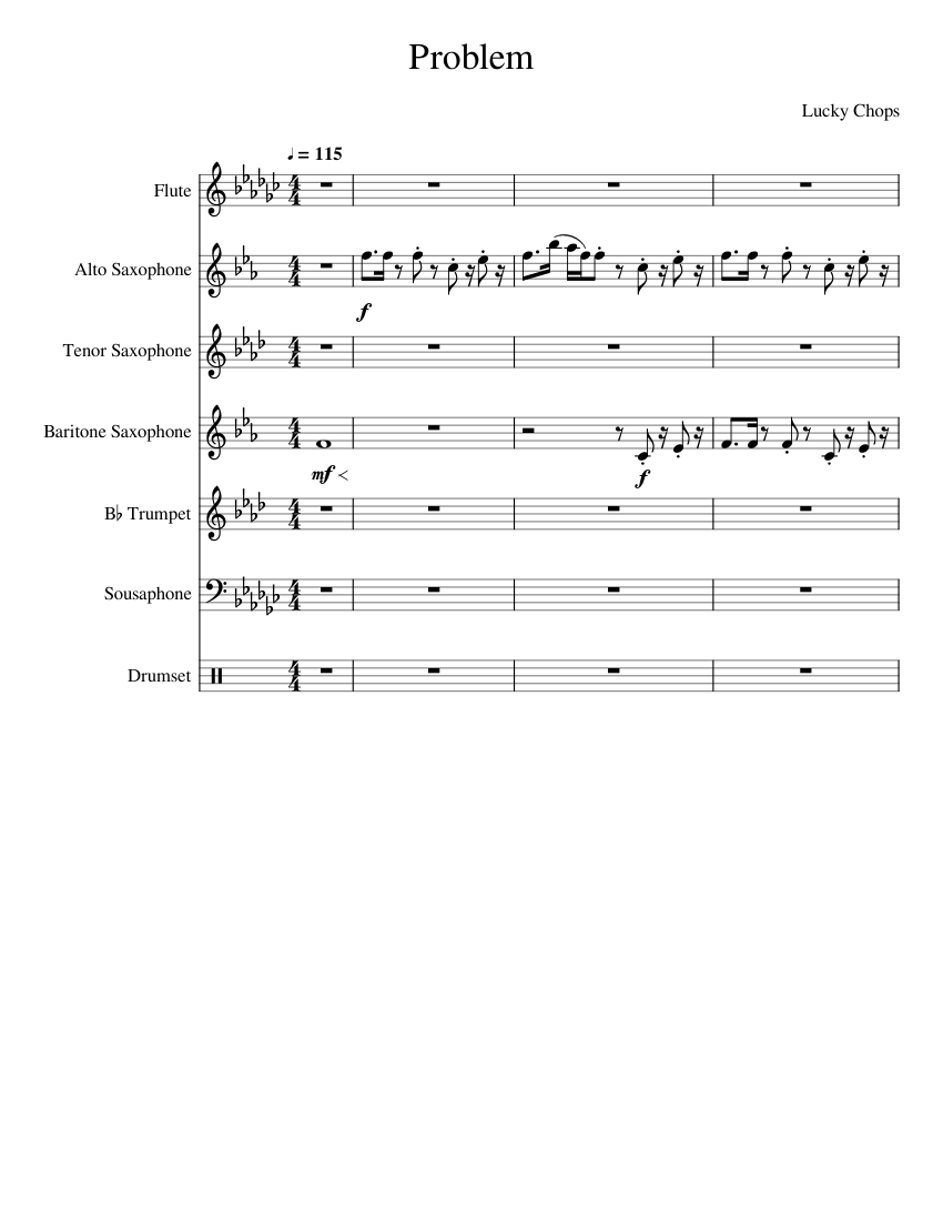Problem Sheet music for Flute, Saxophone alto, Saxophone tenor