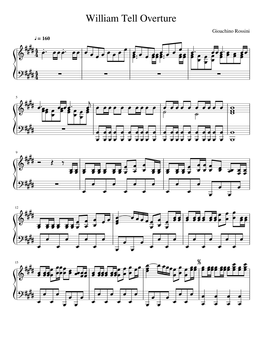William Tell Overture (Finale) Sheet music for Piano (Solo) | Musescore.com