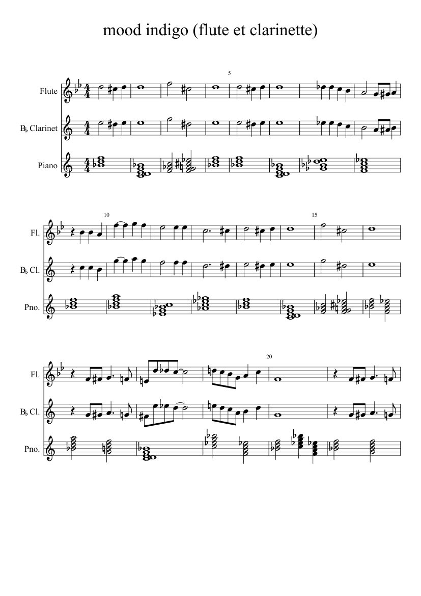 mood indigo flûte and clarinet Sheet music for Piano, Flute (Solo) |  Musescore.com