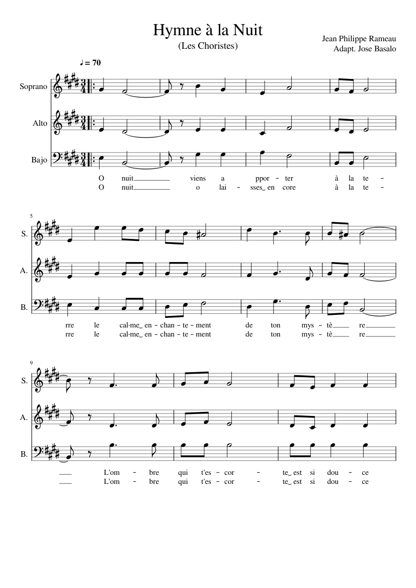 Partitura - Rameau - Les Choristes - Hymne À La Nuit (SATB) PDF