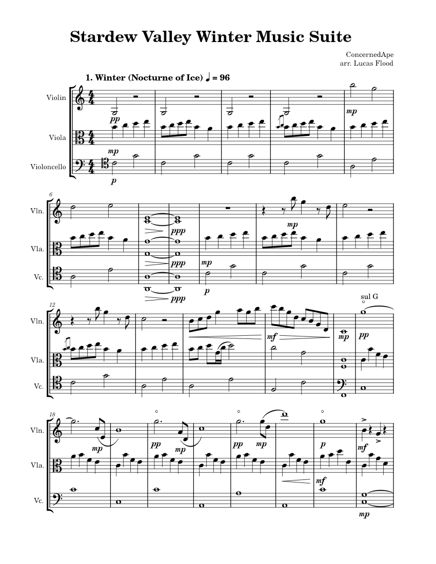 Stardew Valley Winter Music Suite for String Trio Sheet music for