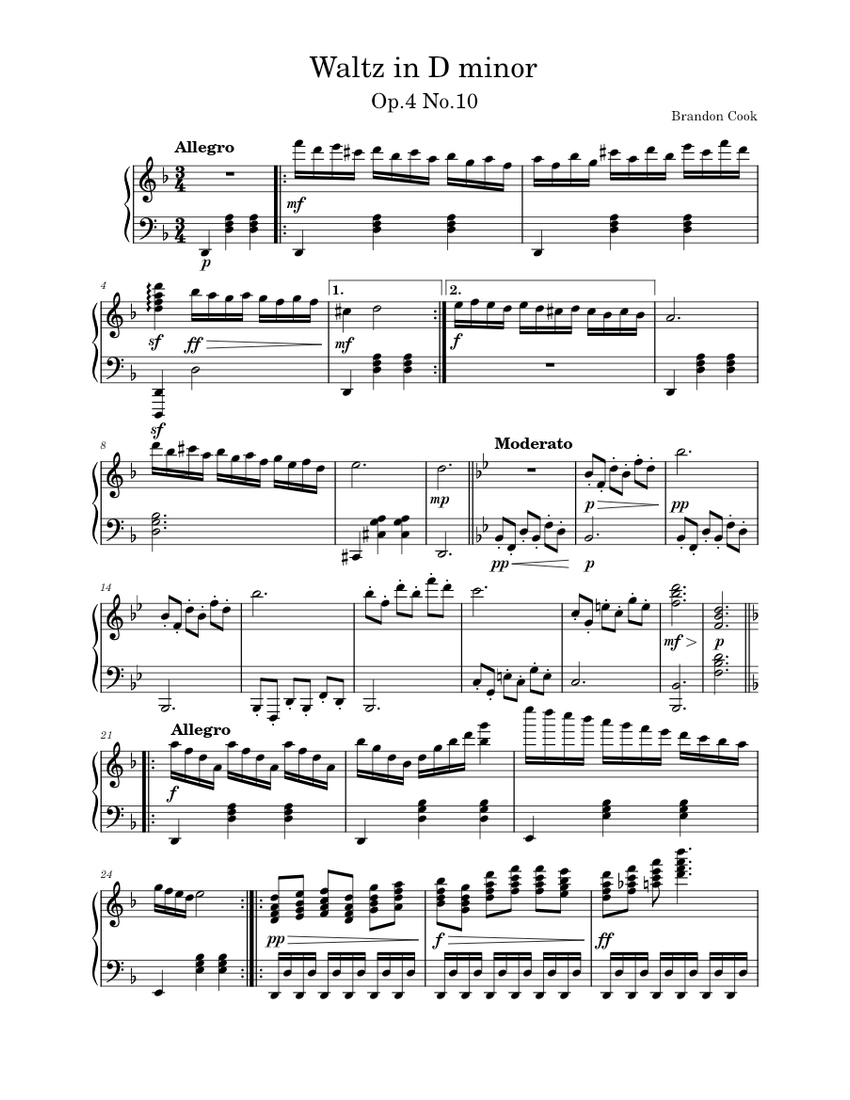 Waltz in D minor Sheet music for Piano (Solo) | Download and print in ...