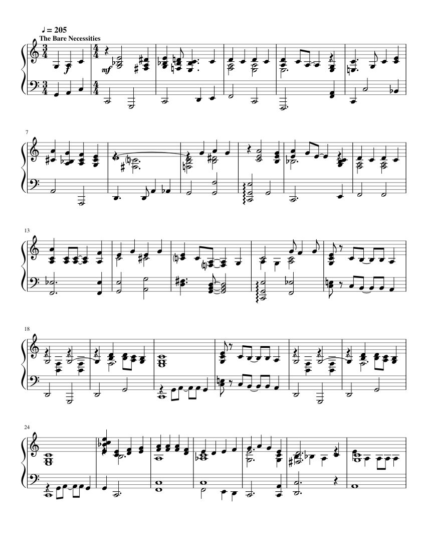 Bare Necessities Sheet music for Piano (Solo)