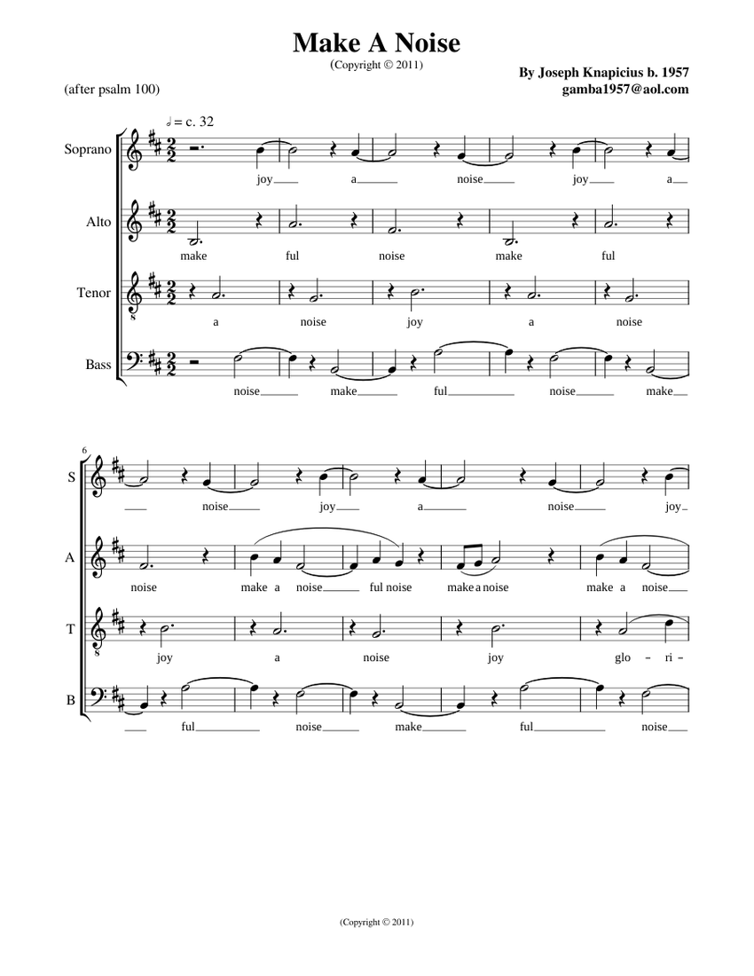 Make a joyful noise - Joseph Knapicius Sheet music for Bass guitar ...