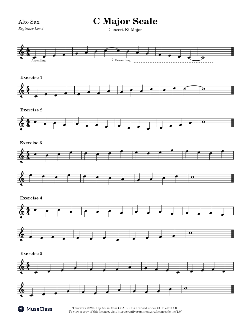 Concert Eb Major Scale ExercisesBeginner for Alto Sax Sheet music for