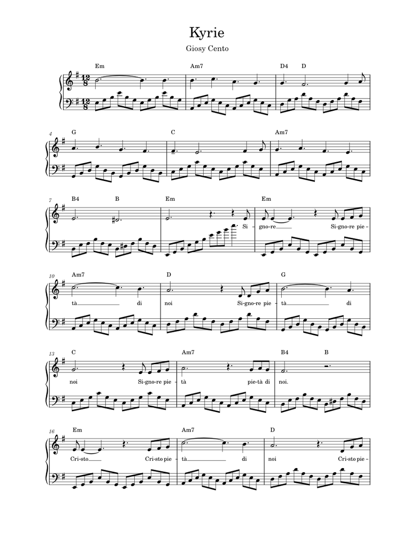 Kyrie – Giosy Cento Sheet music for Piano (Solo) Easy | Musescore.com