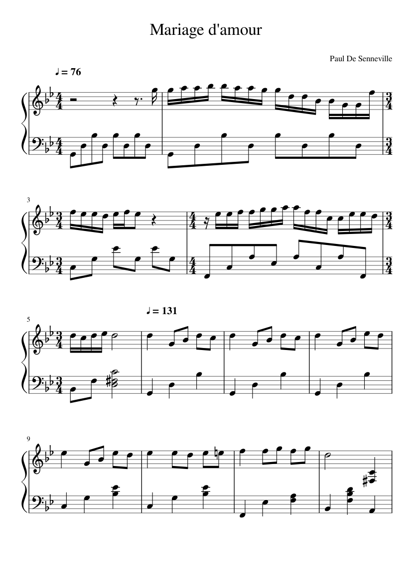 Paul De Seneville Mariage d amour Sheet music for Piano (Solo) |  Musescore.com
