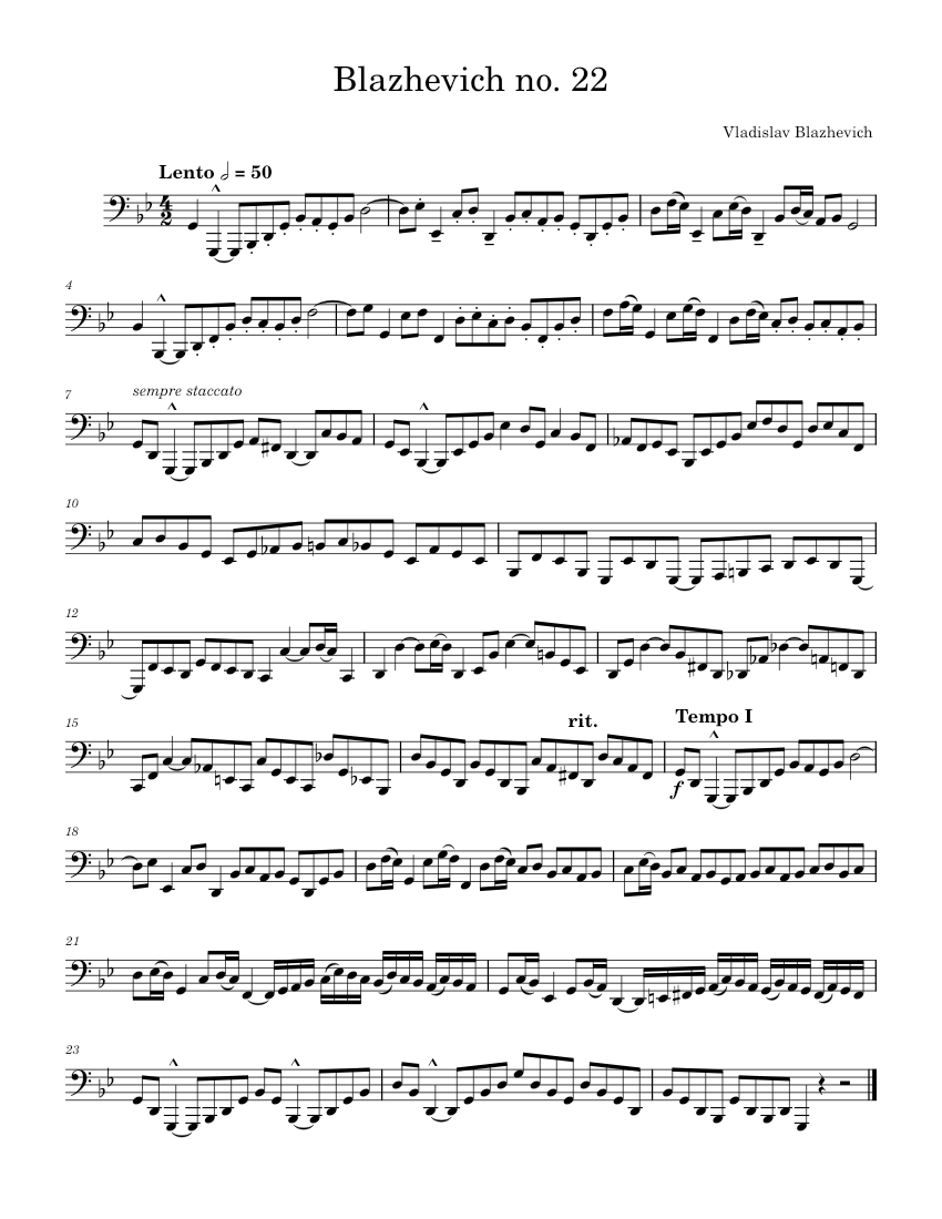 70 Tuba Studies – Vladislav Blazhevich number 22 楽譜 チューバ