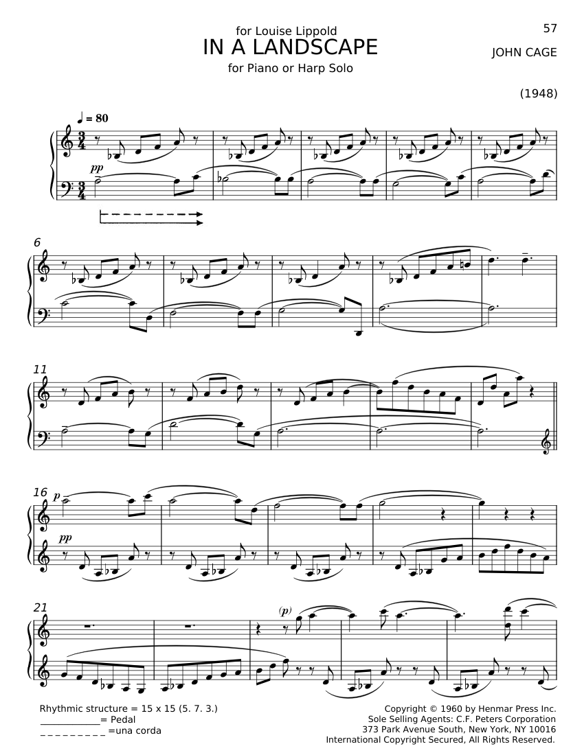 In a Landscape - John Cage Sheet music for Piano (Solo) Easy | Musescore.com