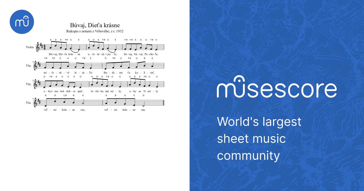 Búvaj, Dieťa krásne Sheet music for Violin (Solo) | Musescore.com