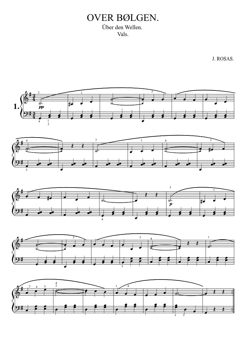 Over the Waves - Über den Wellen - Sobre las Olas - Over Bølgen Sheet music  for Piano (Solo) | Musescore.com