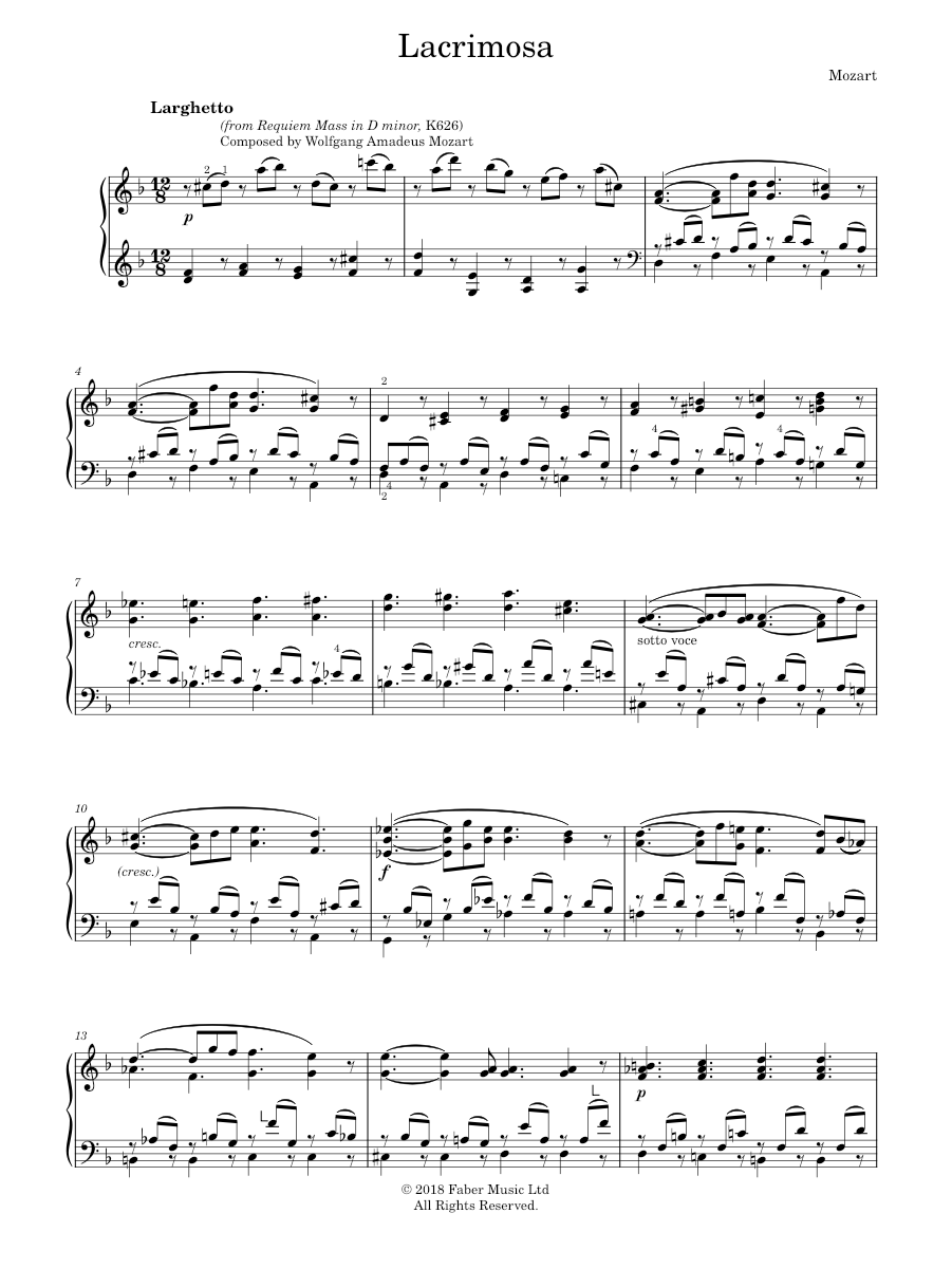 Play Official version of Lacrimosa Sheet Music by Wolfgang Amadeus ...