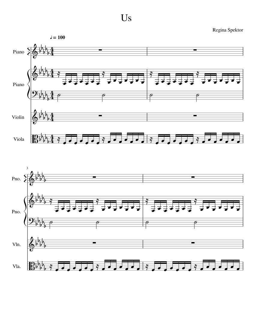 Us Sheet music for Piano, Violin, Viola (Mixed Quartet) | Musescore.com