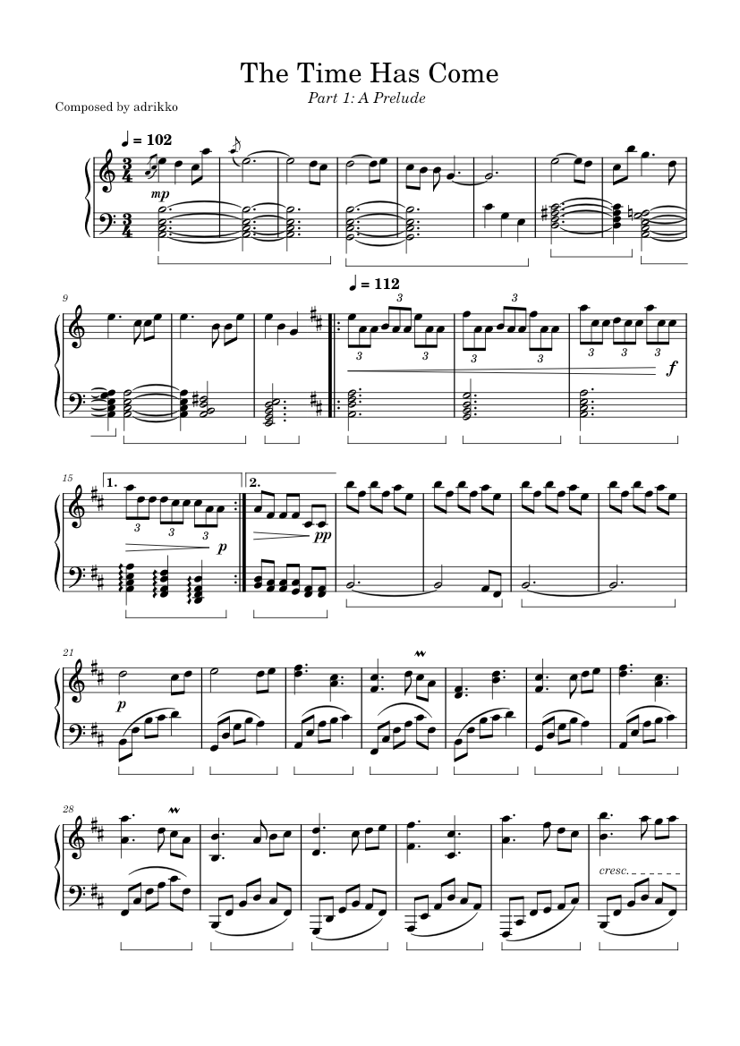 The Time Has Come Sheet music for Piano (Solo)