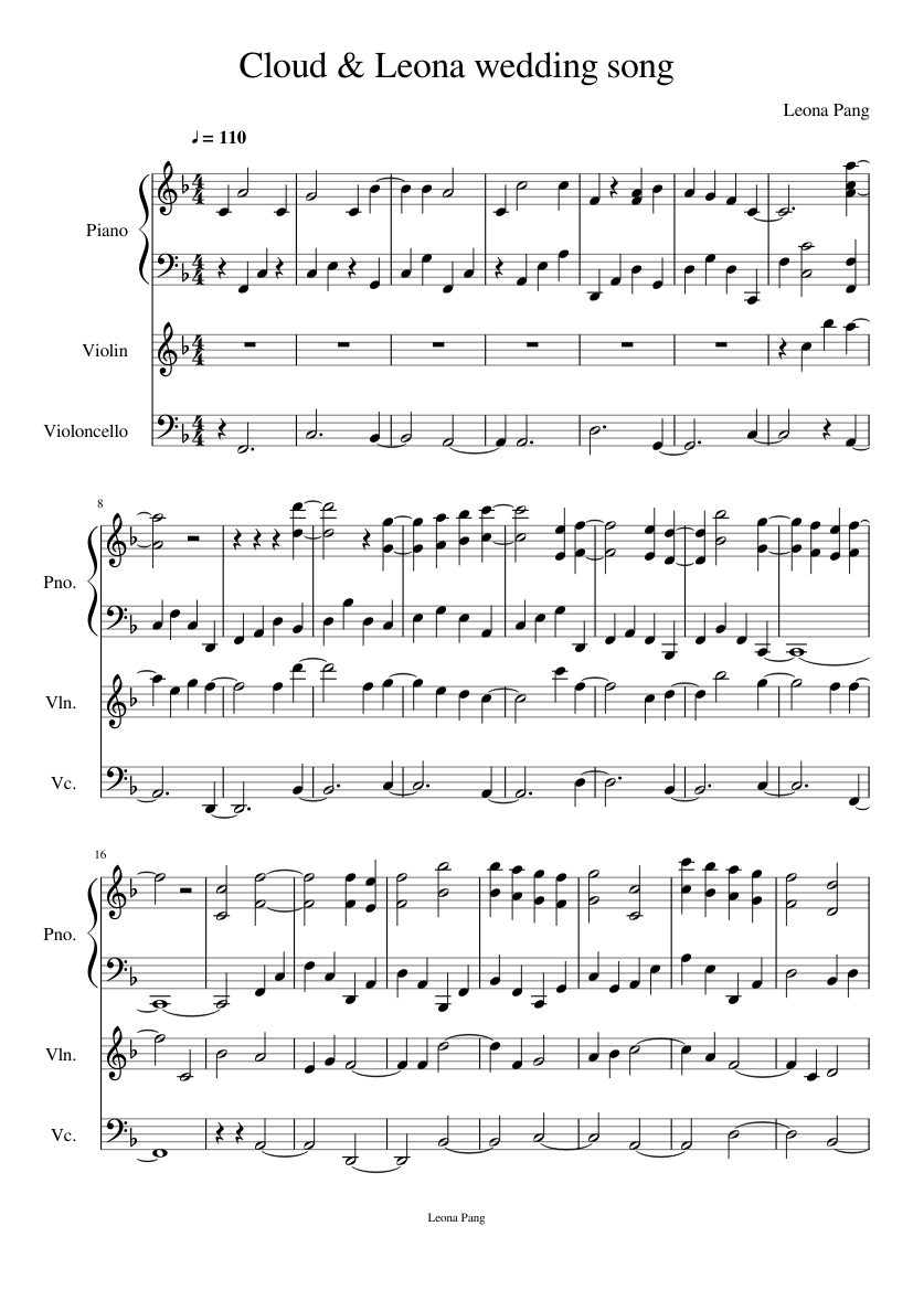 Cloud Leona wedding song Sheet music for Piano, Violin, Cello (Piano Trio)  | Musescore.com
