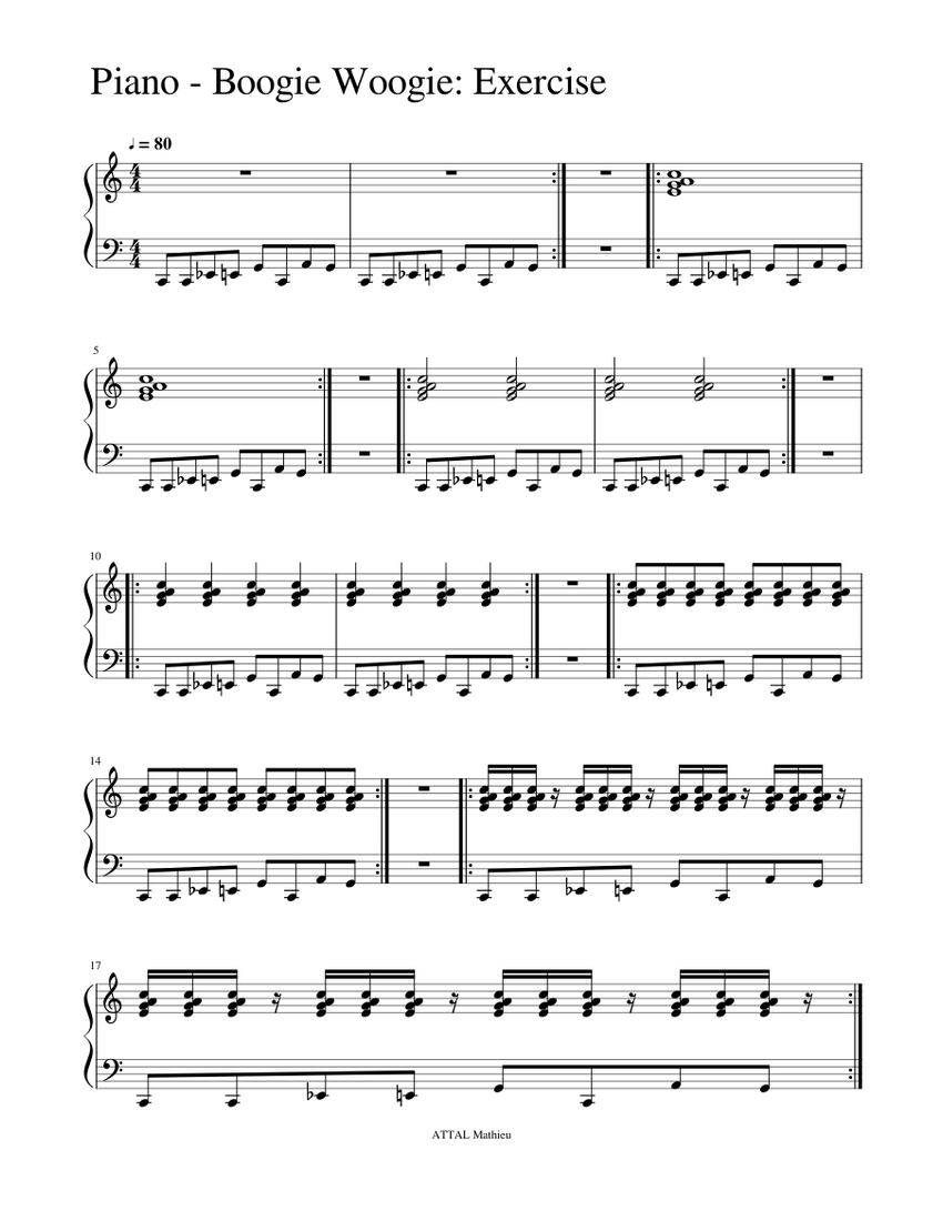 Piano Boogie Woogie Exercise Sheet music for Piano (Solo) Easy |  Musescore.com