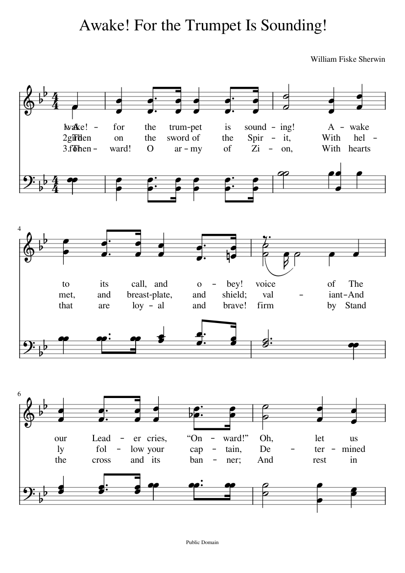 Awake! for the trumpet is sounding William F. Sherwin Sheet music for