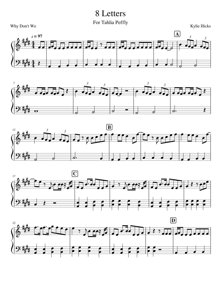 8_Letters Sheet music for Piano (Solo) | Musescore.com