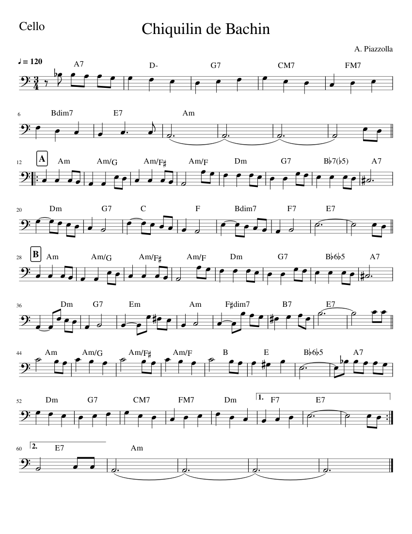 Chiquilin de Bachin Part Cello