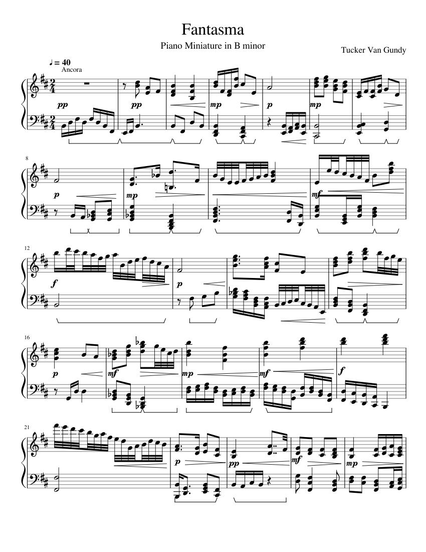 Fantasma Sheet music for Piano (Solo) | Download and print in PDF or ...